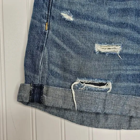 rag &amp; bone Women's Denim Boyfriend Shorts Size 24 Trestles Destroyed Cuffed Boho