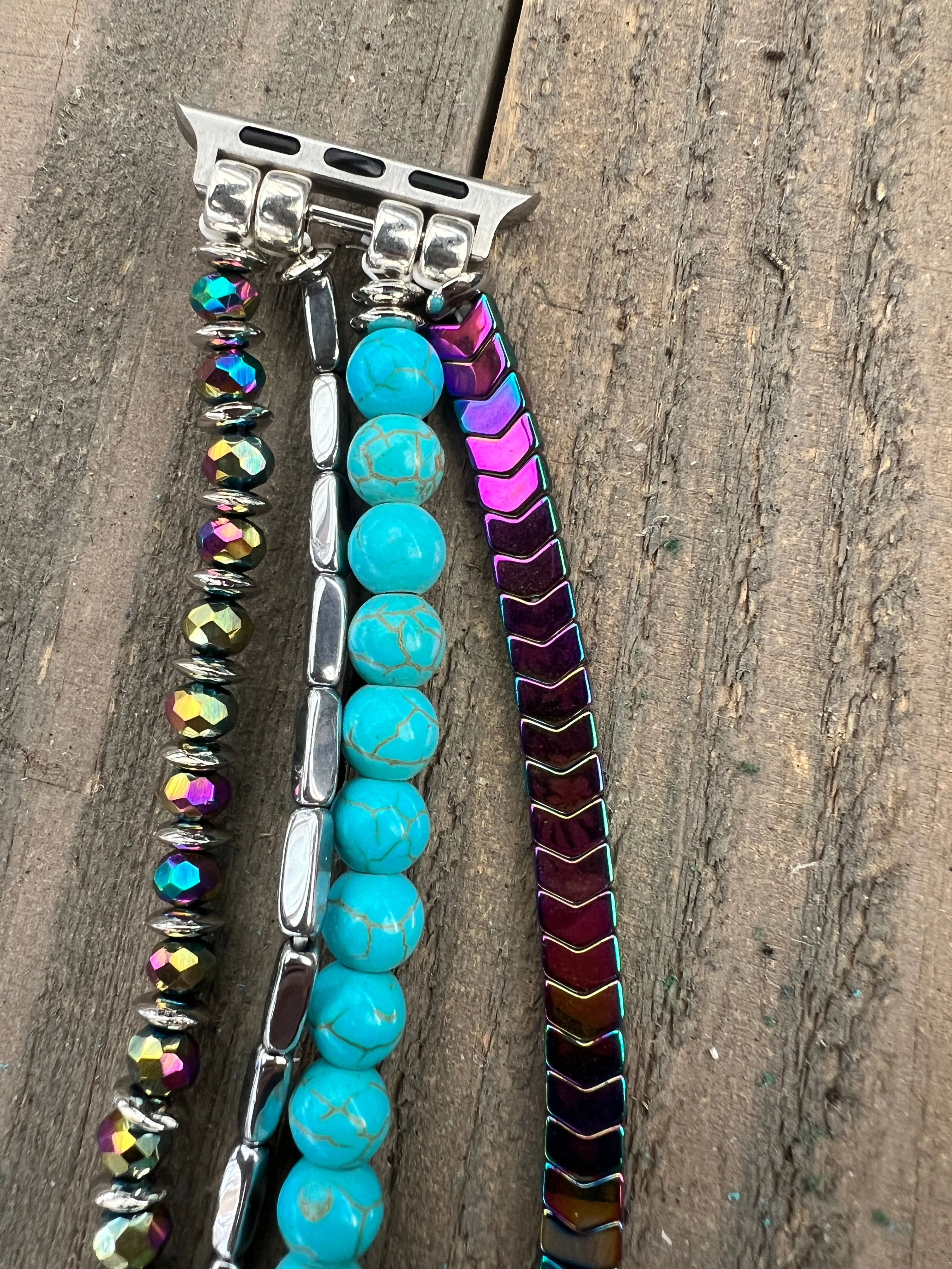 Rainbow Hematite Beaded Stretch Smart Watch Band
