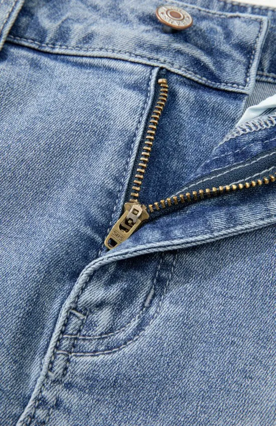 Raw Hem Heart Denim Skirt