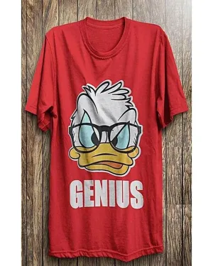 Red Genius Duck Cotton Printed T-Shirt For Women