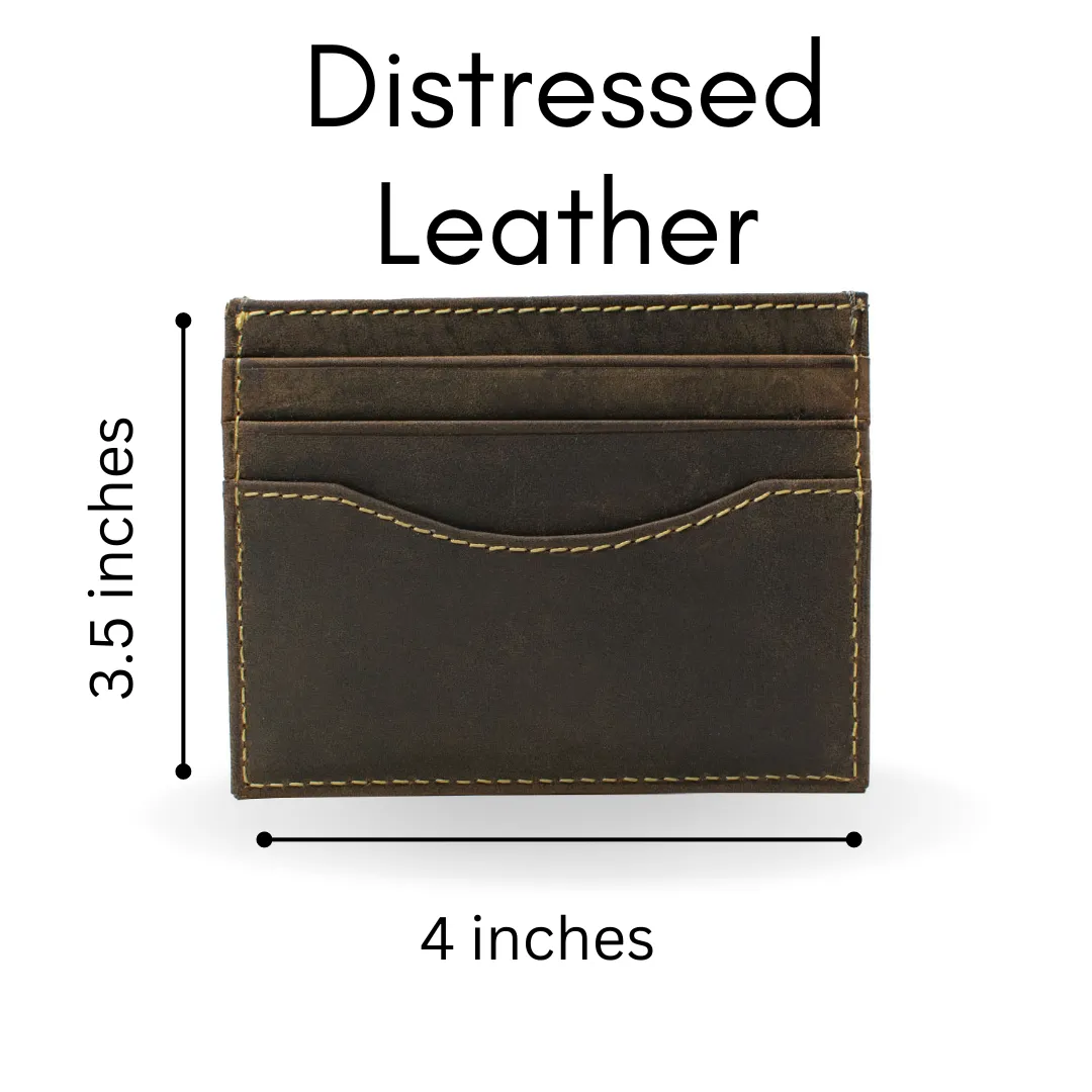 Reed Distressed Leather Card Holder by Nickel Smart®