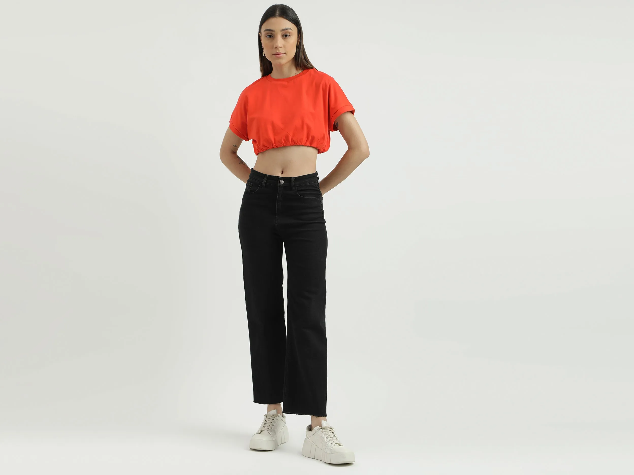 Regular Fit Round Neck Solid Top