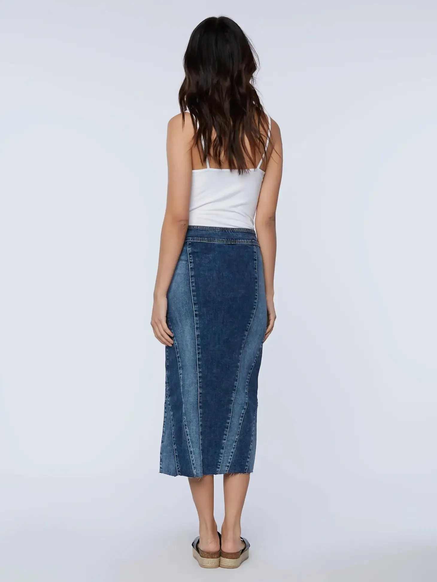 Retro Button Front Denim Maxi Skirt