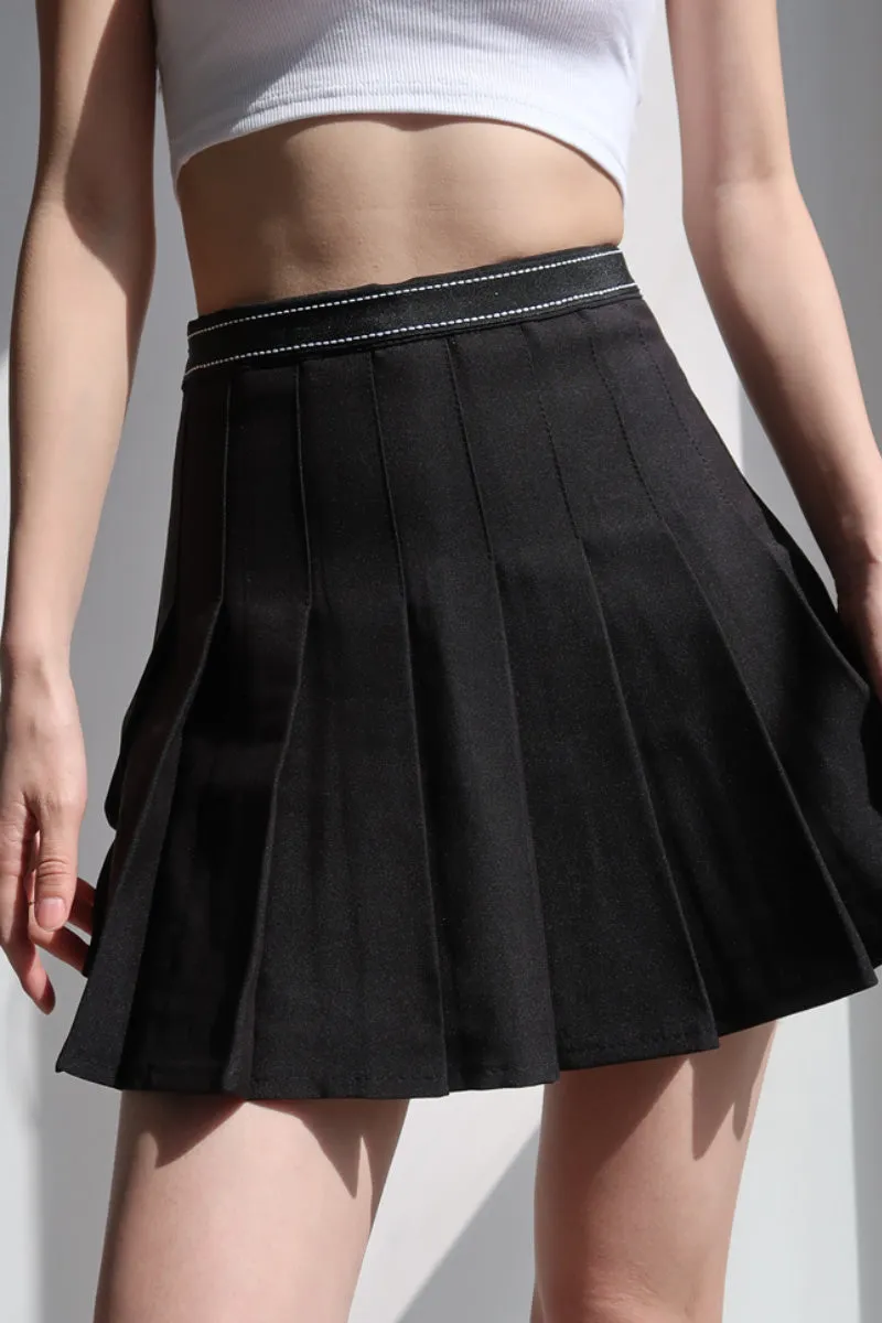 retro high waist Pleated thin A-line skirt