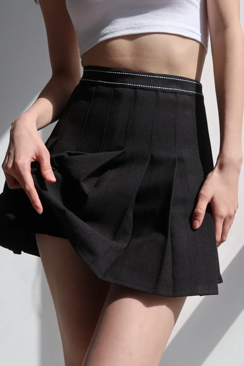 retro high waist Pleated thin A-line skirt