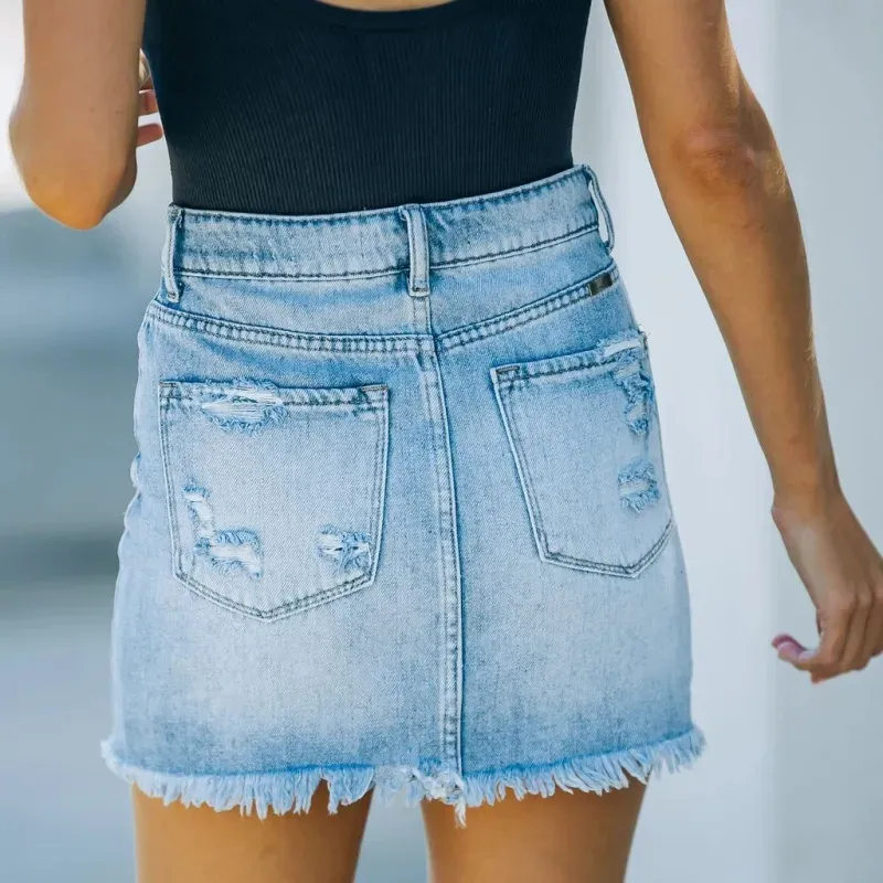 Ripped and Ready High-Waist Denim Mini Skirt