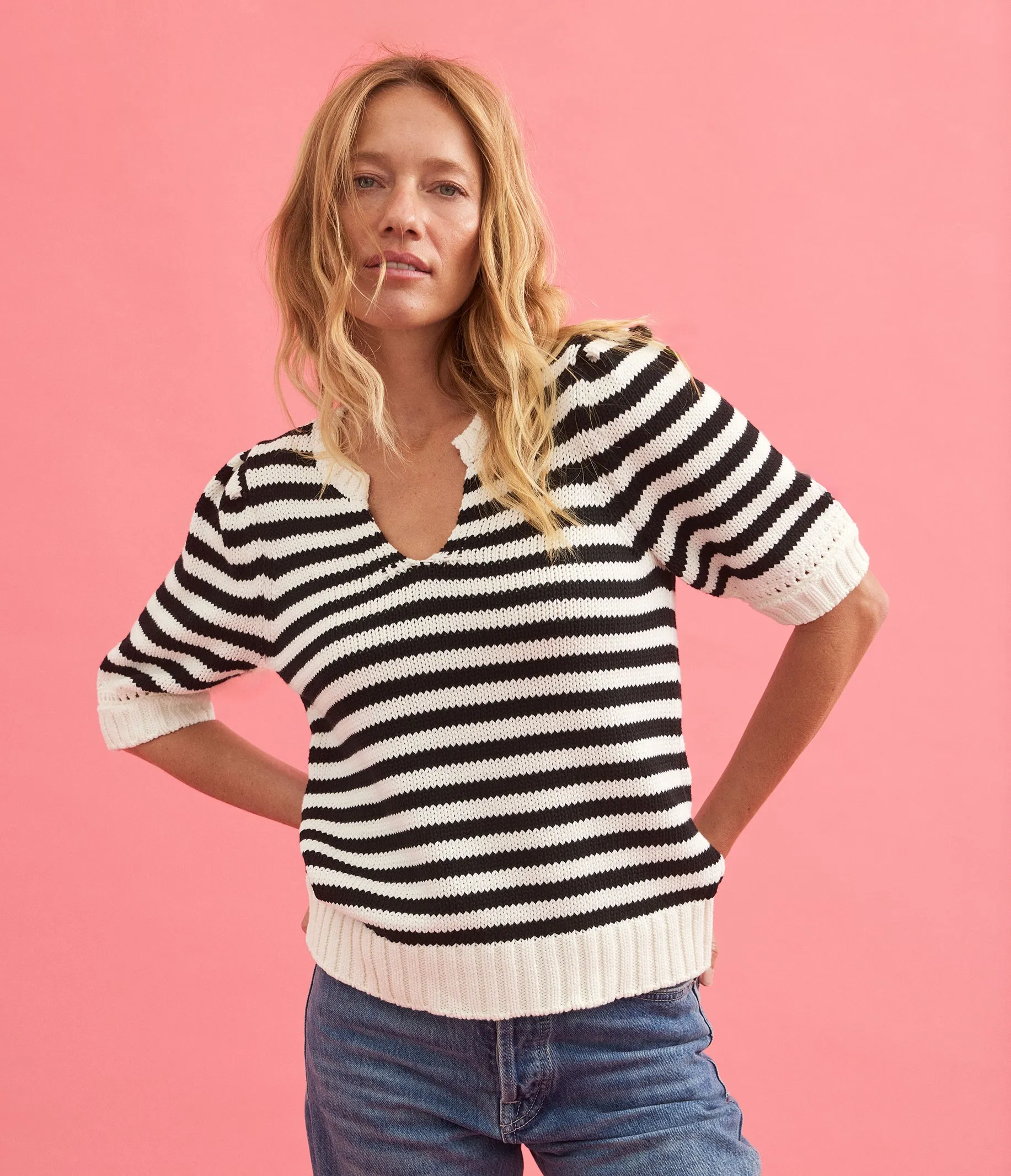 Rosanna Striped Puff Sleeve Sweater