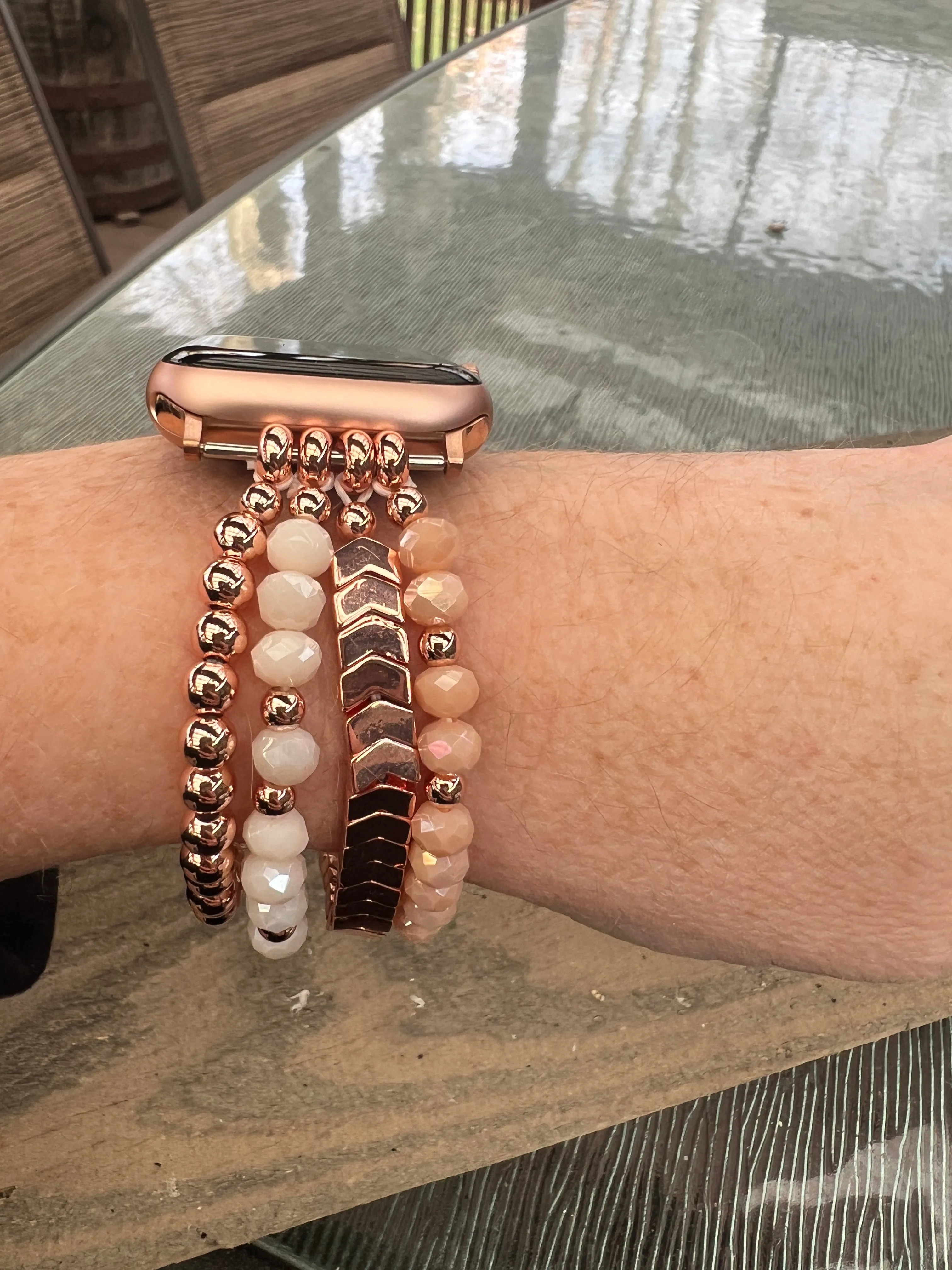 Rose Gold Arrow Beaded Stretch Smart Watch Band