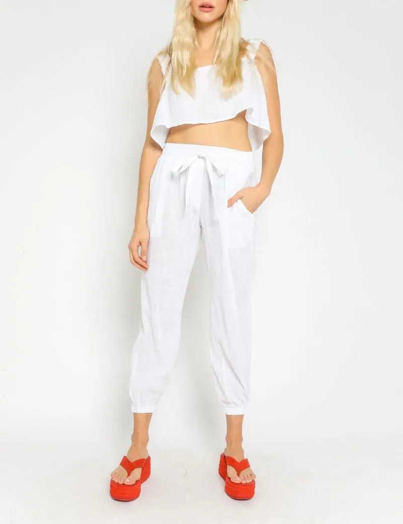 Ruffle Strap Open Back Crop Top