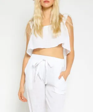 Ruffle Strap Open Back Crop Top
