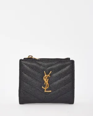 Saint Laurent Black Matelasse Cassandre Bi-Fold Wallet