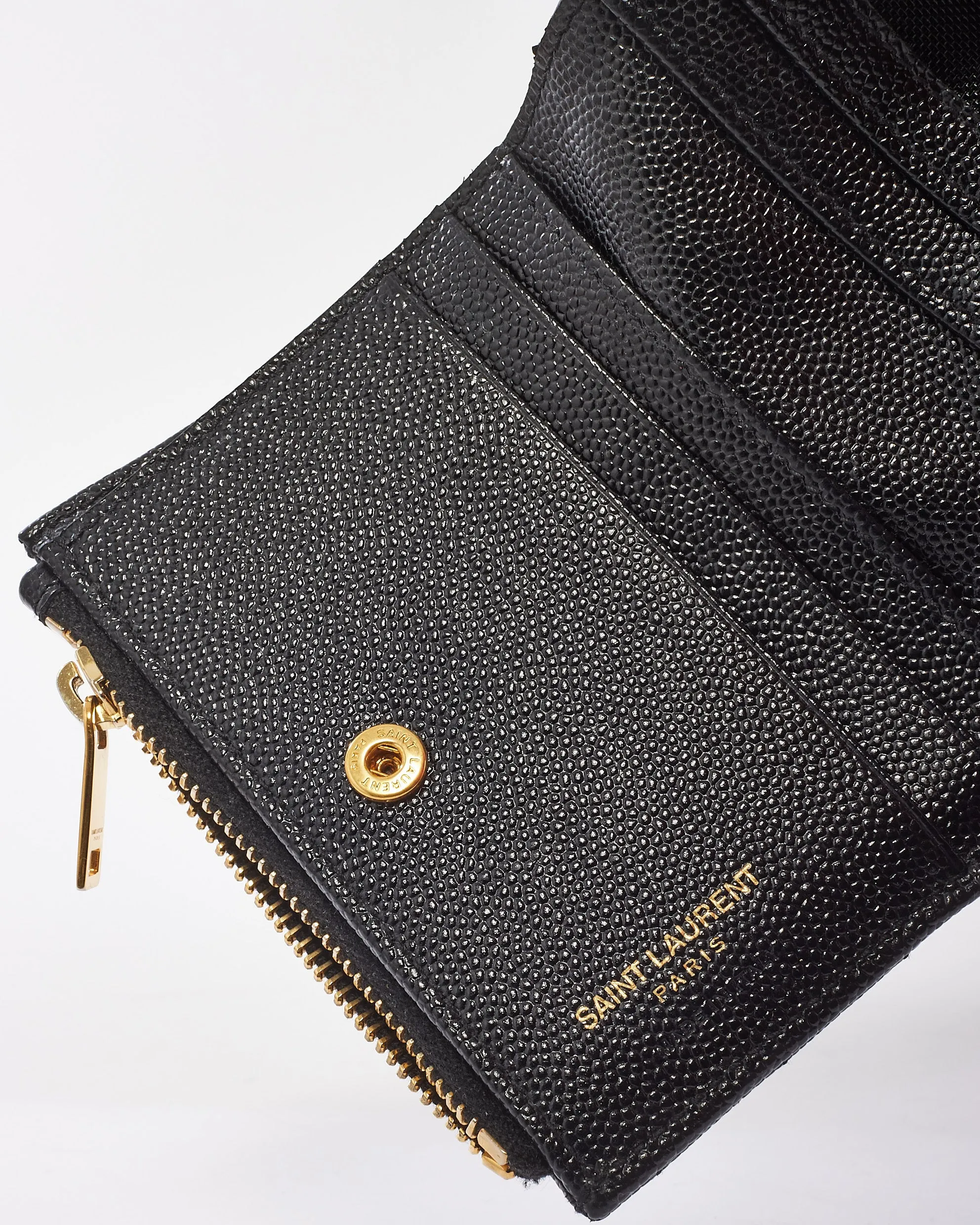 Saint Laurent Black Matelasse Cassandre Bi-Fold Wallet