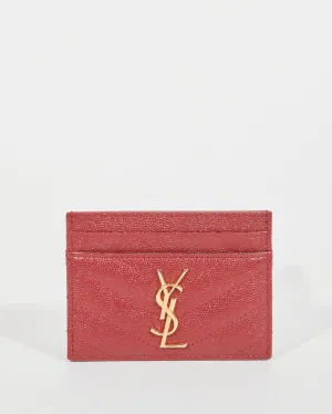 Saint Laurent Bordeaux Grained Leather YSL Logo Cardholder