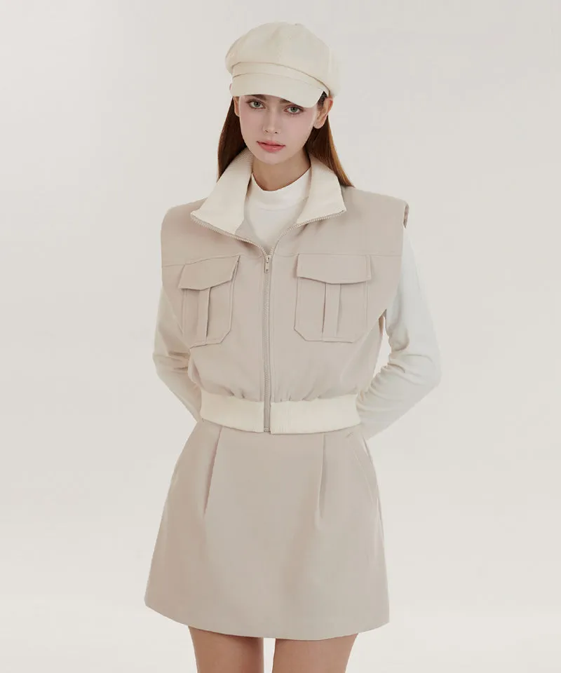 [Sample Sale] Q.C PLAY: Pintuck Pocket A-Line Balloon Skirt [Inner Pants Built-in] - 2colors
