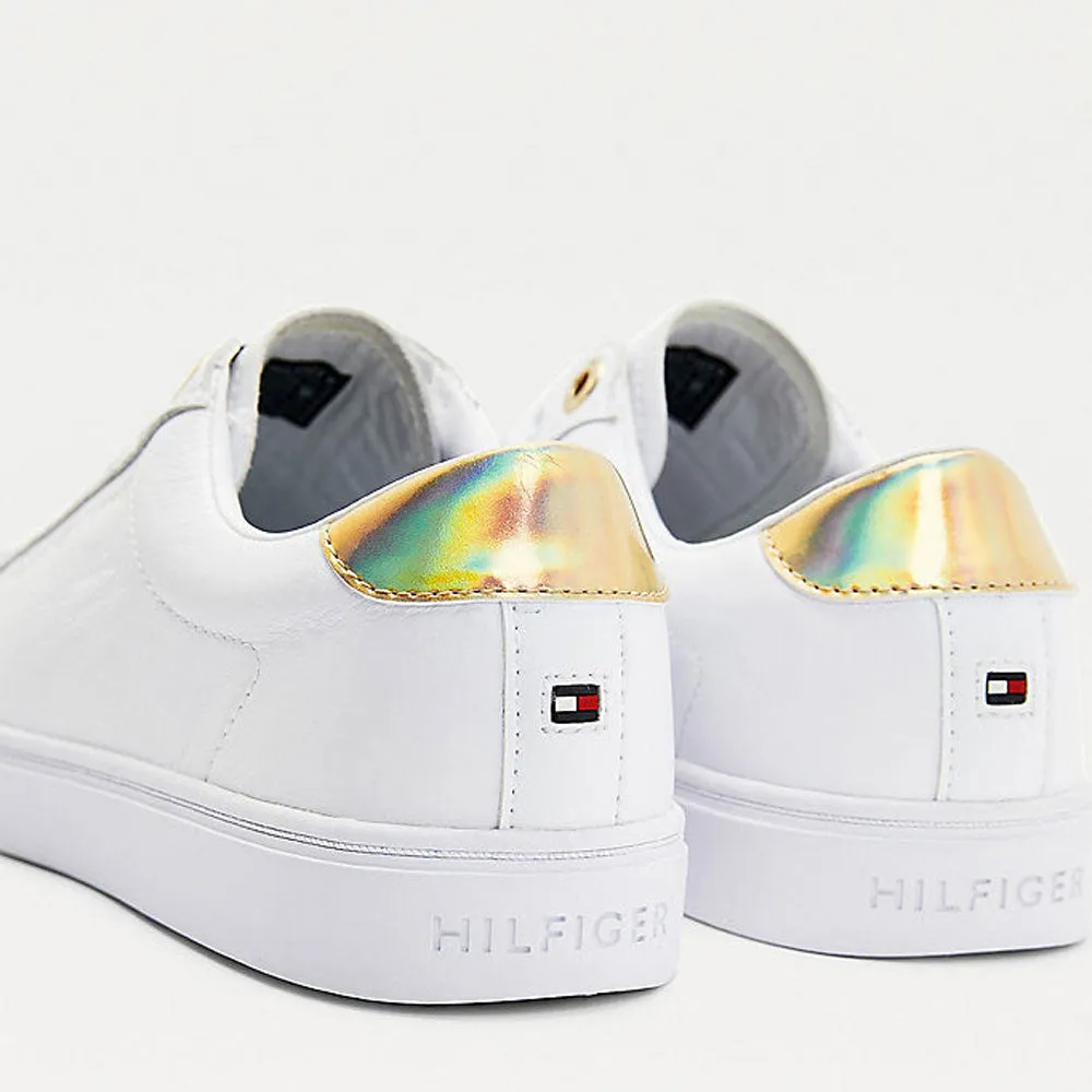 Scarpe Donna TOMMY HILFIGER Sneakers Slip On Iconiche in Pelle Bianca