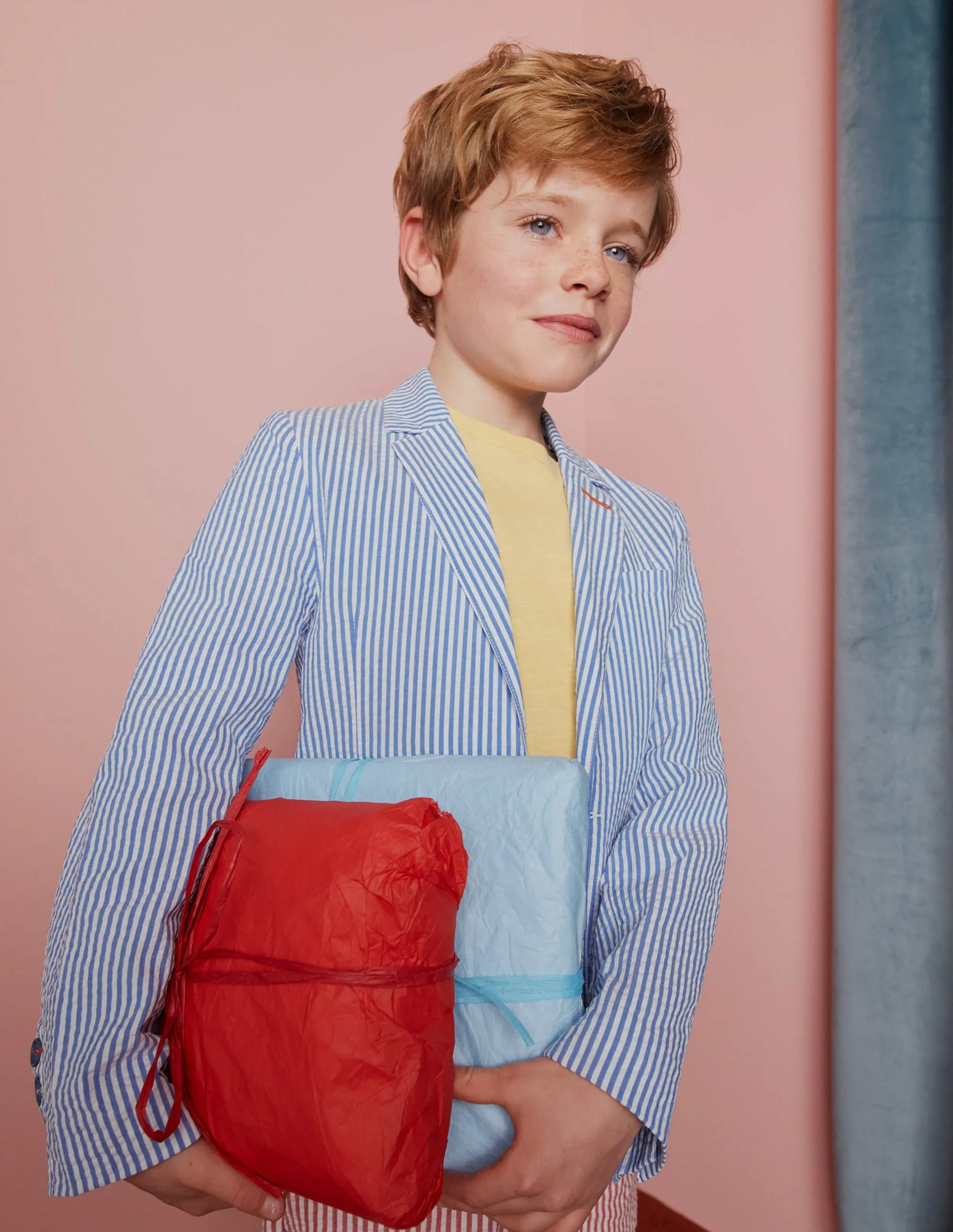 Seersucker Shorts-Jam Red/Ivory Stripe