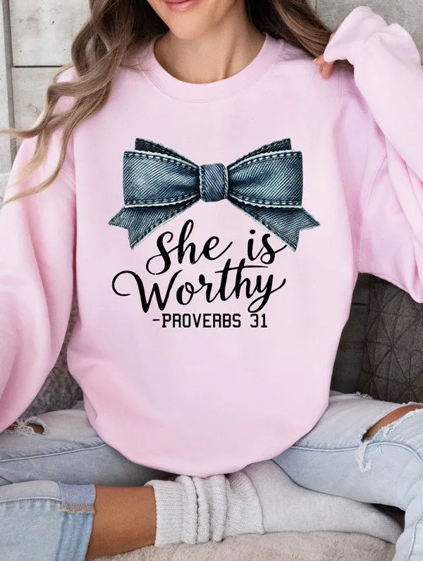 She Is Worthy Proverbs 31 CrewNeck Sweatshirt (7 Colors)