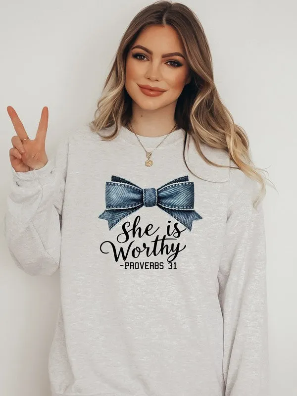 She Is Worthy Proverbs 31 CrewNeck Sweatshirt (7 Colors)