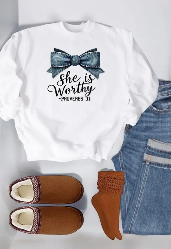 She Is Worthy Proverbs 31 CrewNeck Sweatshirt (7 Colors)