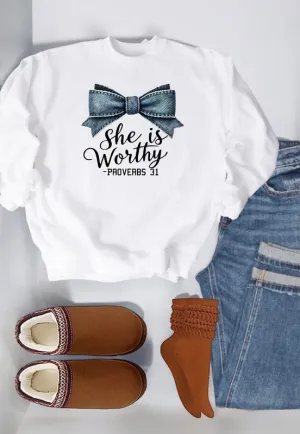 She Is Worthy Proverbs 31 CrewNeck Sweatshirt (7 Colors)