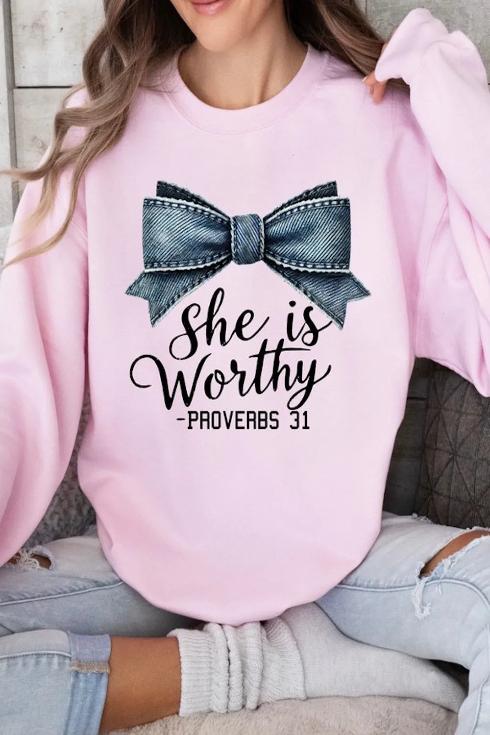 She Is Worthy Proverbs 31 CrewNeck Sweatshirt (7 Colors)