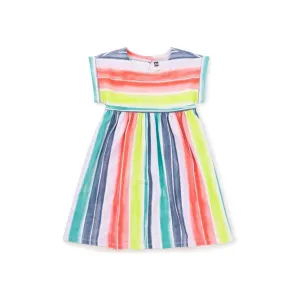 Short Sleeve Empire Baby Dress - Painted Stripe