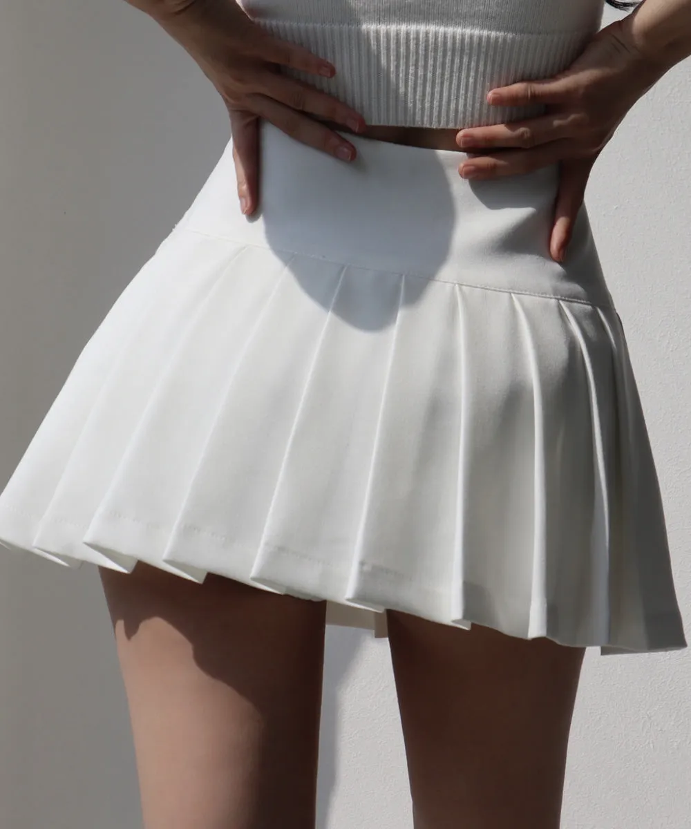 side slit pleated high waist A-line miniskirt