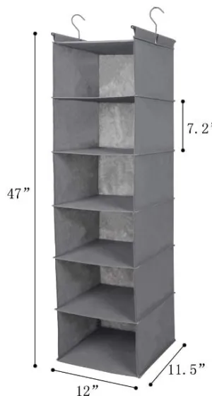 Six Shelf Hanging Closet Organizer