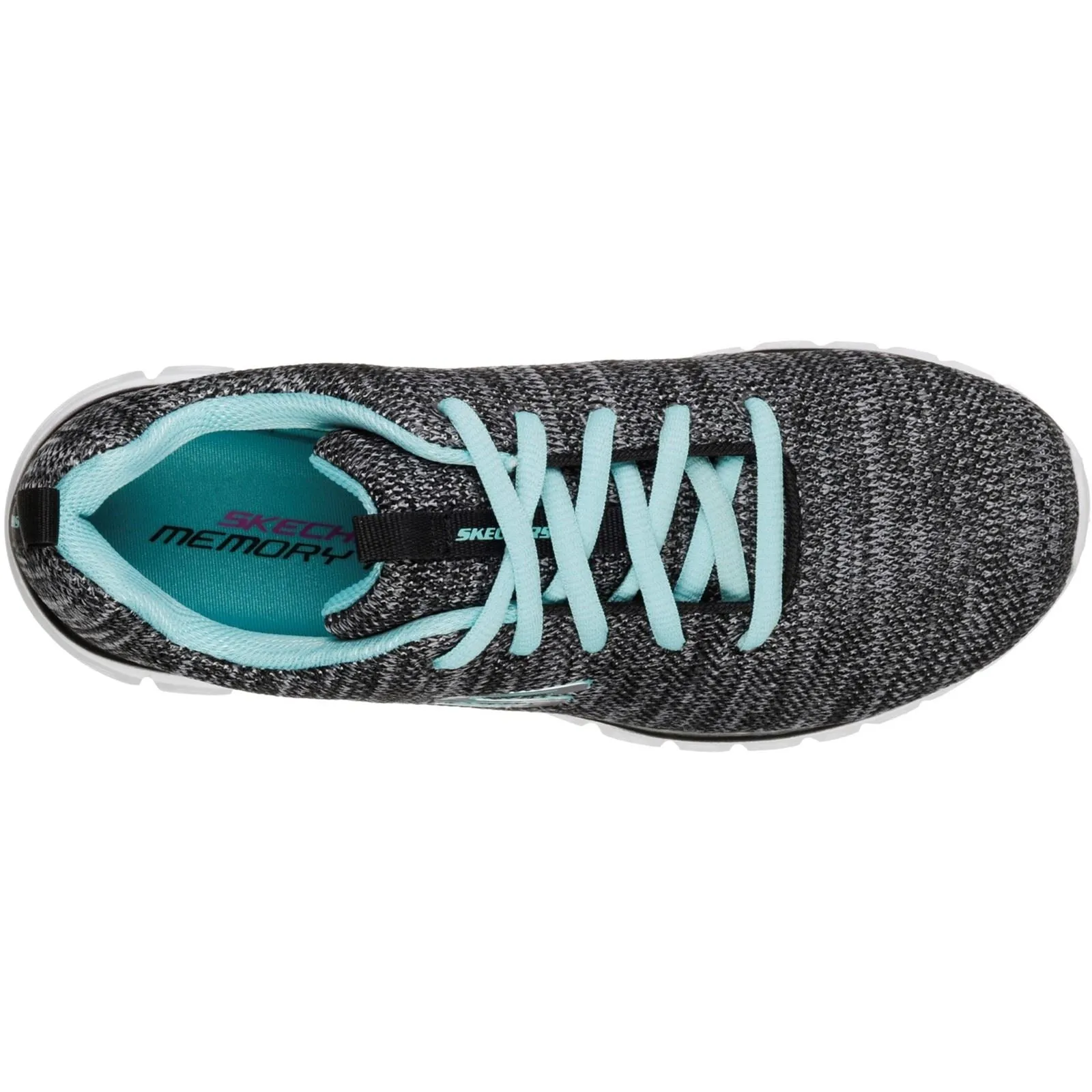 Skechers 12614 Graceful Twisted Fortune Sneakers für Damen, weite Passform, Schwarz/Türkis