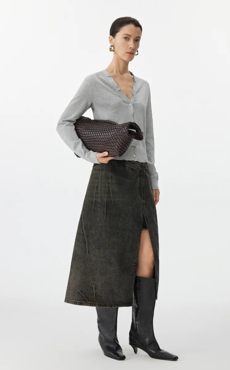 Skirt / JNBY A-Line Frayed Denim Skirt
