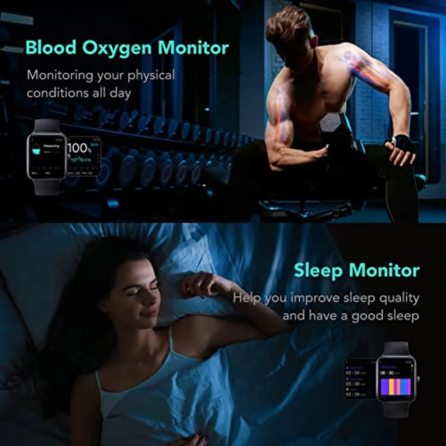 Smart Watch, SKG V7 Smart Watch with 24/7 Heart Rate Monitor,5ATM Waterproof, Weather,Blood Oxygen Sleep Monitor,Fitness Watch Activity Tracker for Android iOS Phones,Smartwatch for Men Women Black
