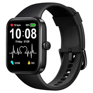Smart Watch, SKG V7 Smart Watch with 24/7 Heart Rate Monitor,5ATM Waterproof, Weather,Blood Oxygen Sleep Monitor,Fitness Watch Activity Tracker for Android iOS Phones,Smartwatch for Men Women Black