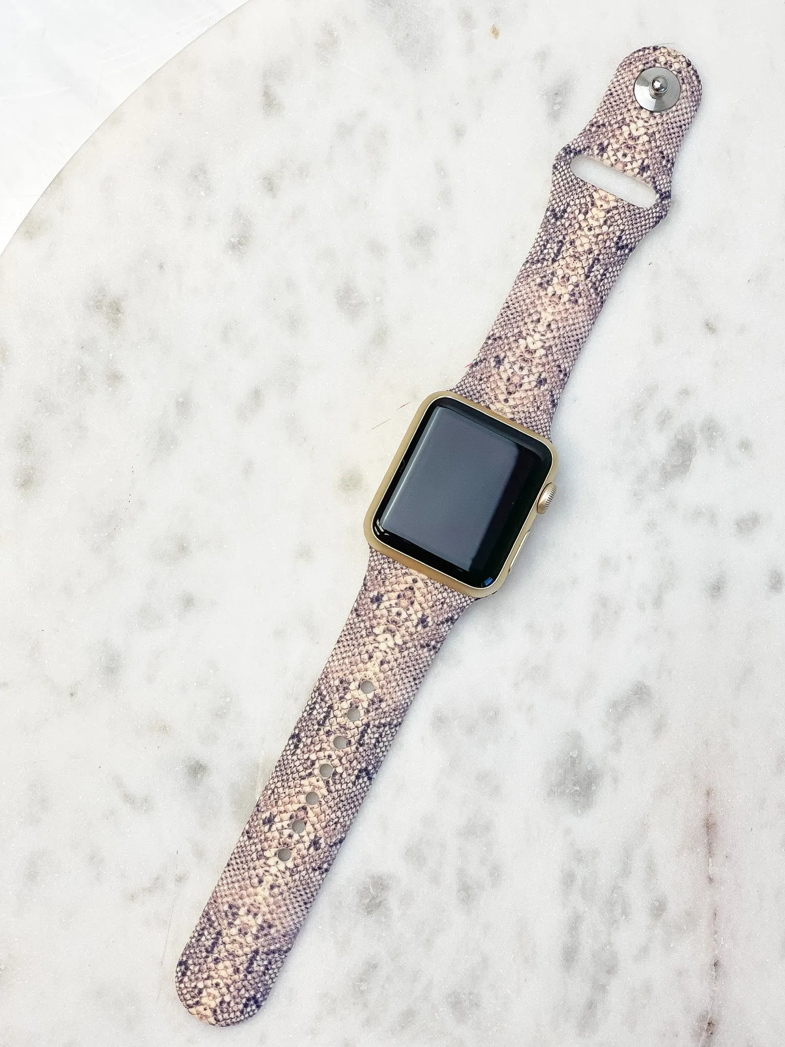 Snakeskin Print Silicone Watch Band - S/M Gray Multi