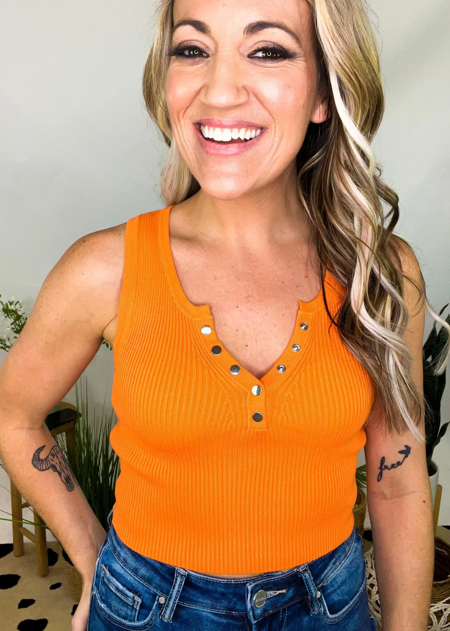 Snap Button Crop Tank