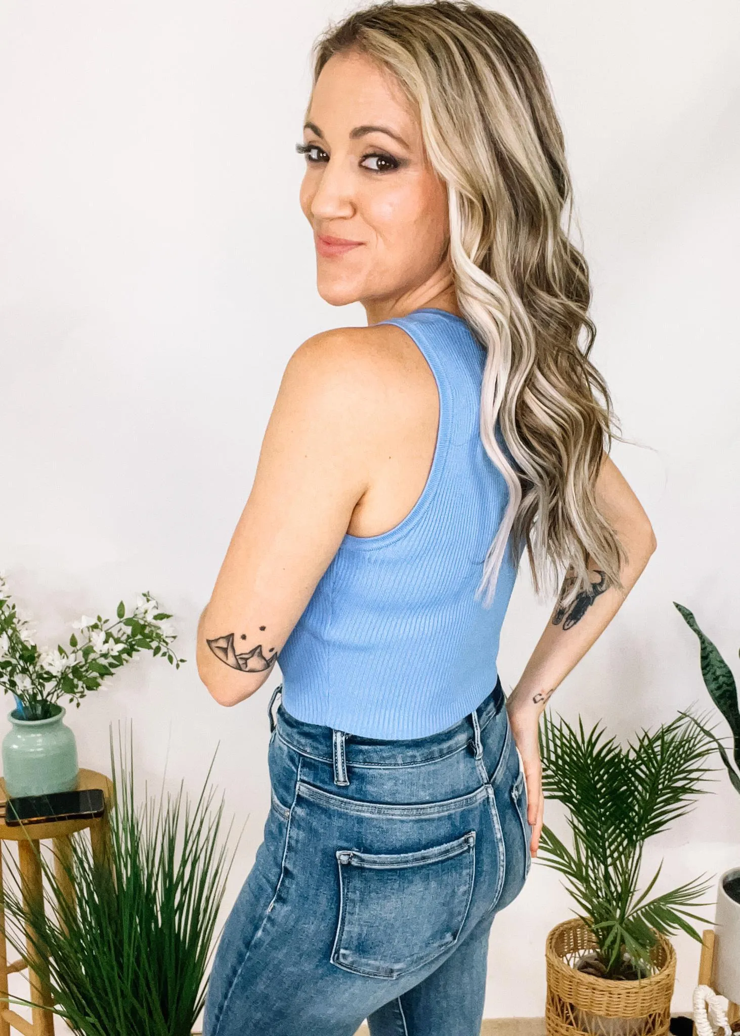 Snap Button Crop Tank