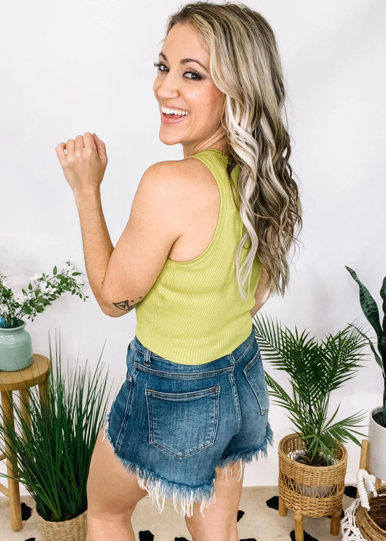 Snap Button Crop Tank