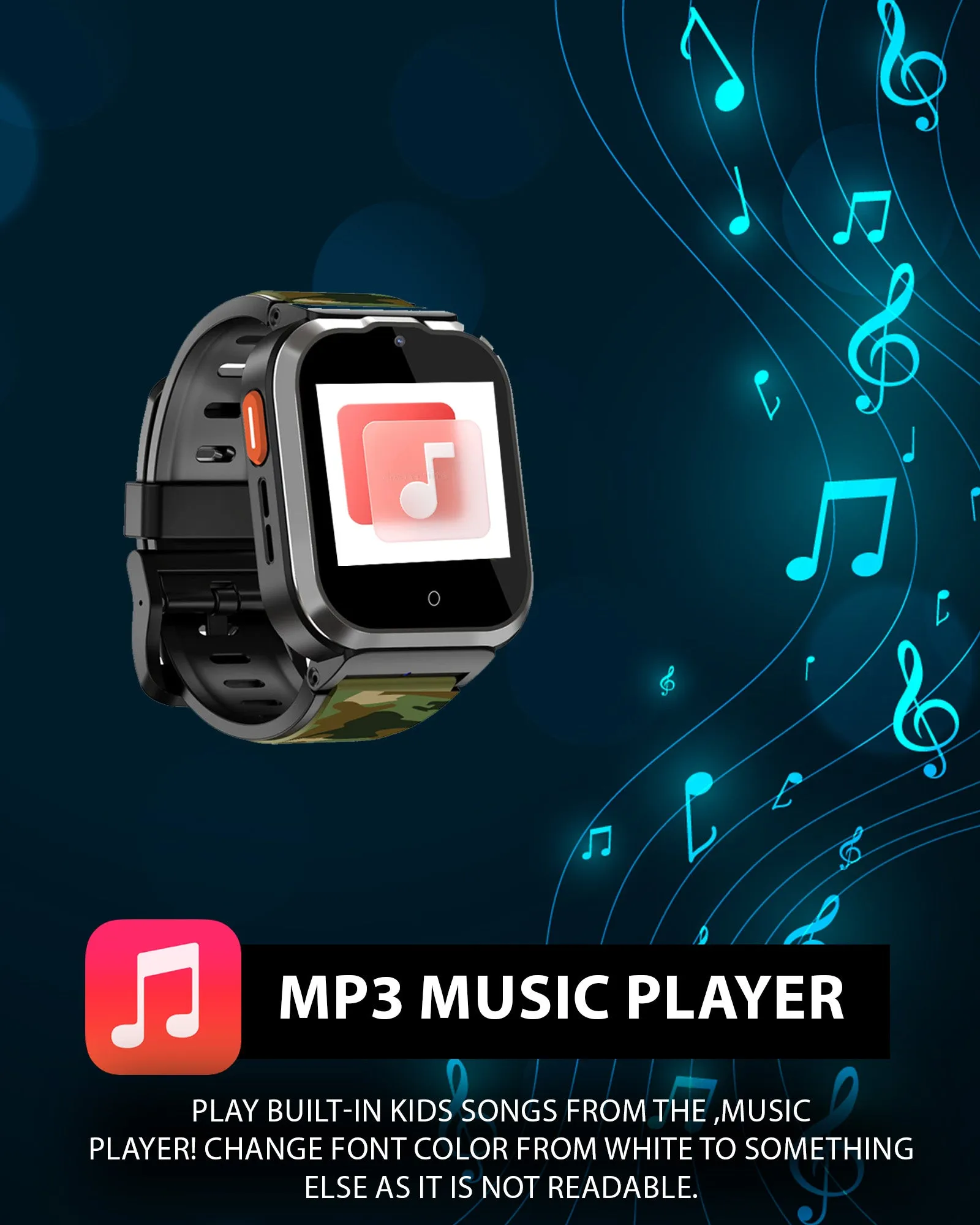 Spiky Cyclops 4g Video & Voice Calling Dewatering Waterproof Kids Smartwatch Printed strap - Camo