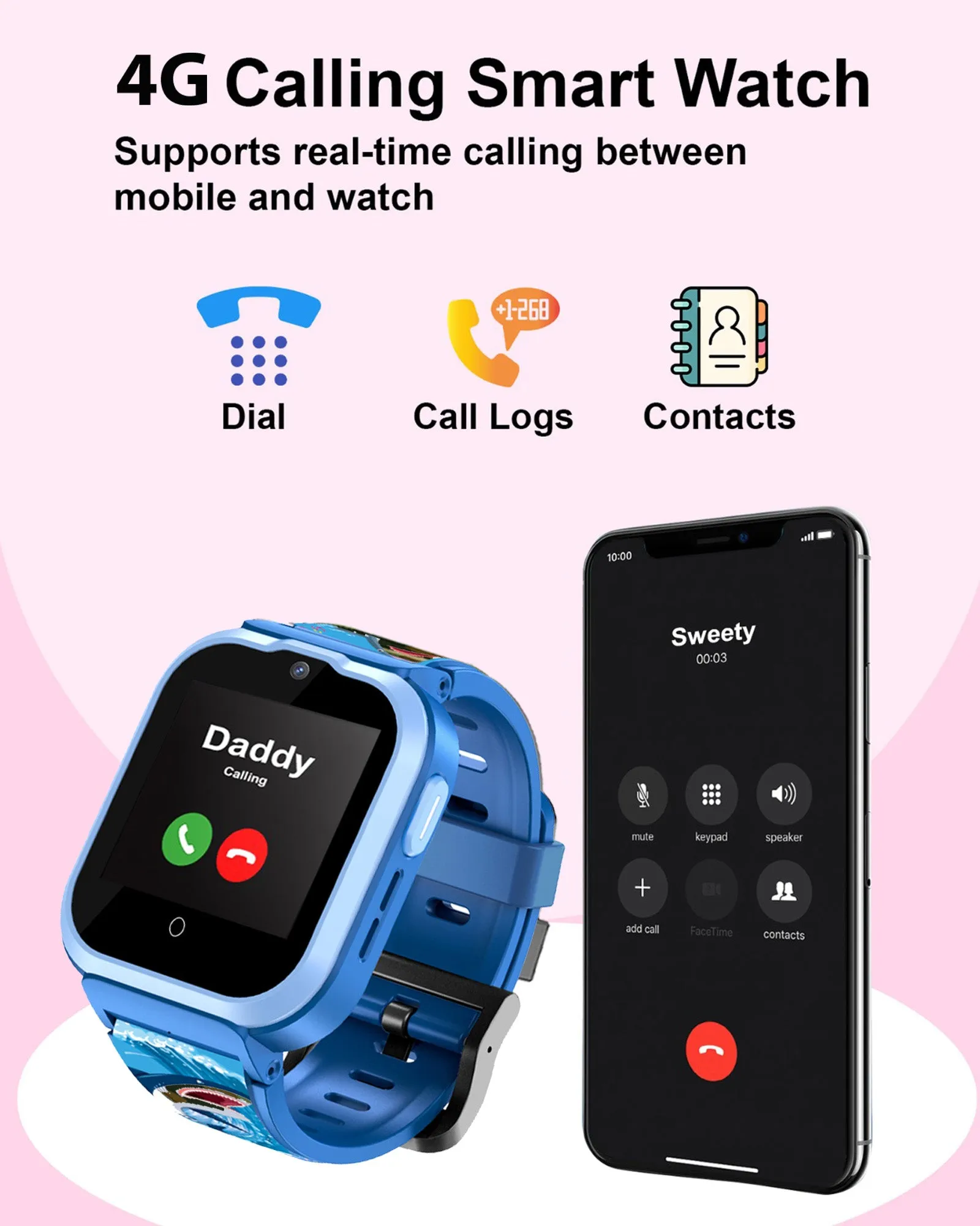 Spiky Cyclops 4g Video & Voice Calling Dewatering Waterproof Kids Smartwatch Printed strap - Camo