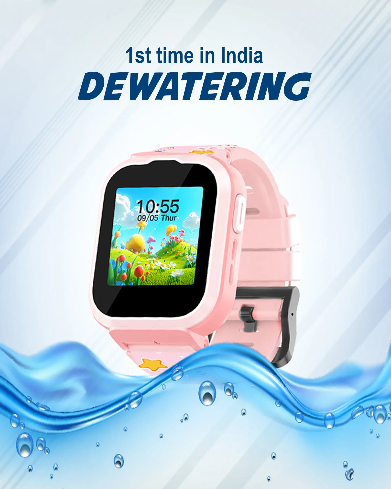 Spiky Cyclops 4g Video & Voice Calling Dewatering Waterproof Kids Smartwatch Printed strap - Camo