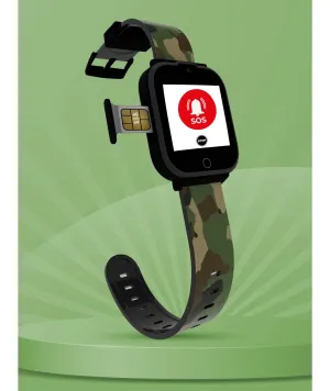 Spiky Cyclops 4g Video & Voice Calling Dewatering Waterproof Kids Smartwatch Printed strap - Camo