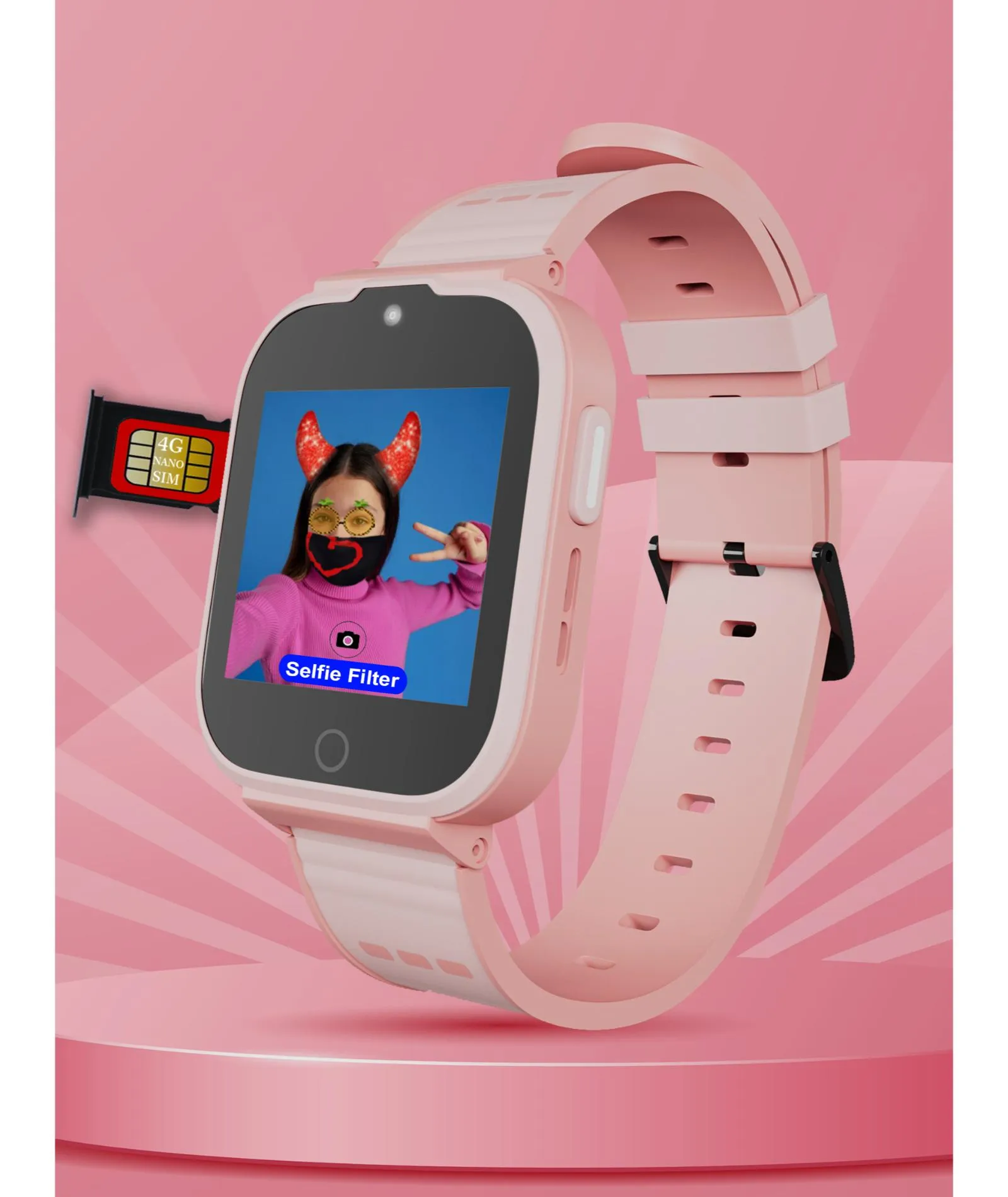 Spiky Cyclops 4g Video & Voice Calling Dewatering Waterproof Kids Smartwatch Printed strap - Camo