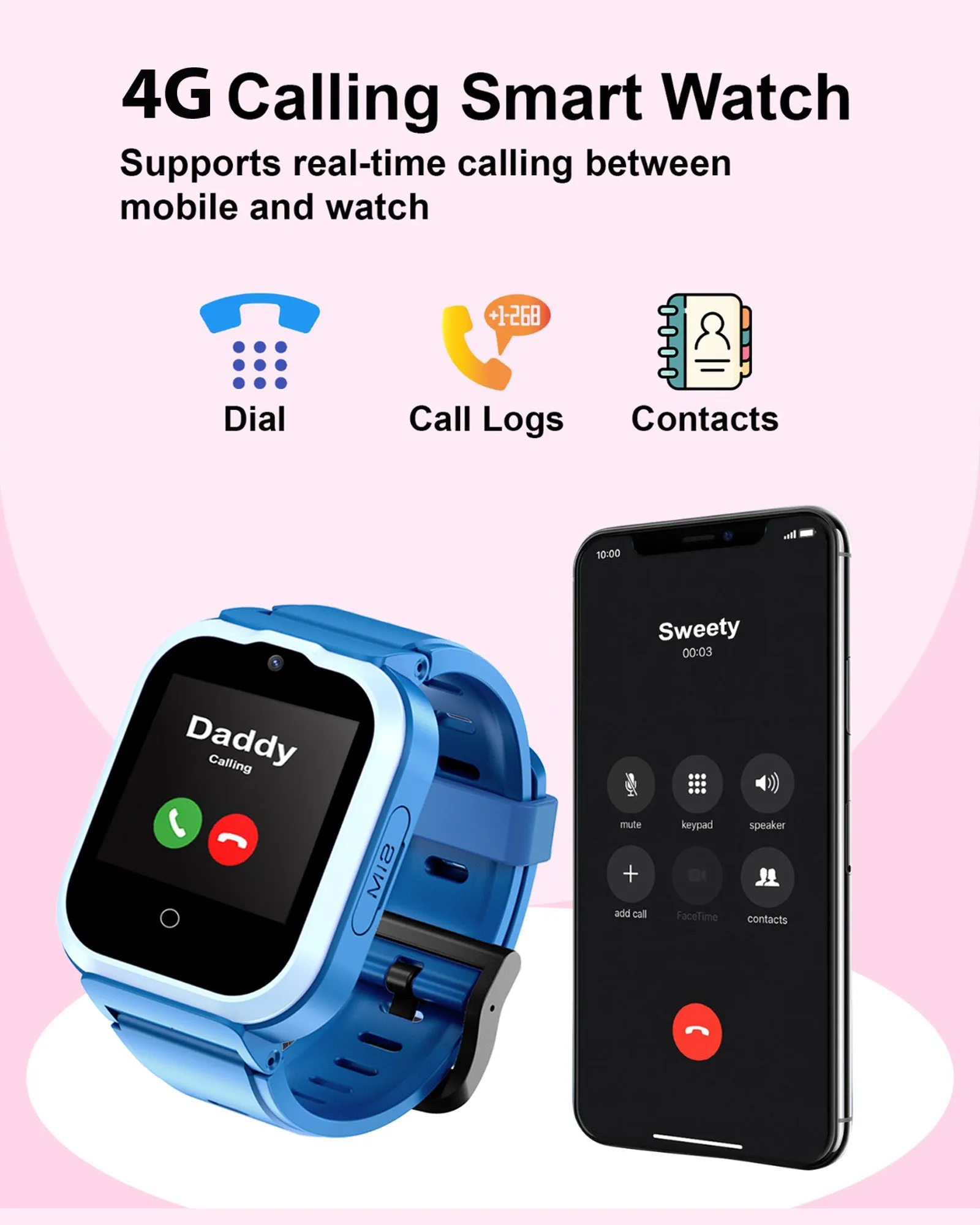 Spiky Cyclops 4g Video & Voice Calling Dewatering Waterproof Kids Smartwatch Printed strap - Camo