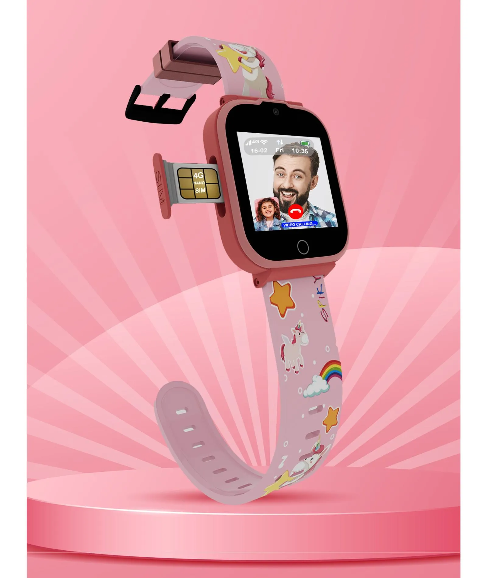 Spiky Cyclops 4g Video & Voice Calling Dewatering Waterproof Kids Smartwatch Printed strap - Camo