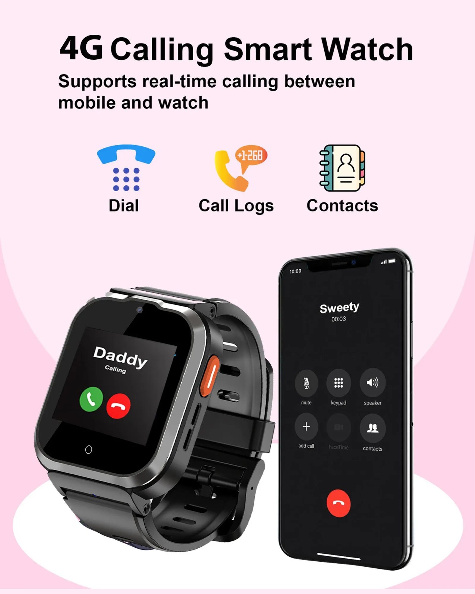 Spiky Cyclops 4g Video & Voice Calling Dewatering Waterproof Kids Smartwatch Printed strap - Camo