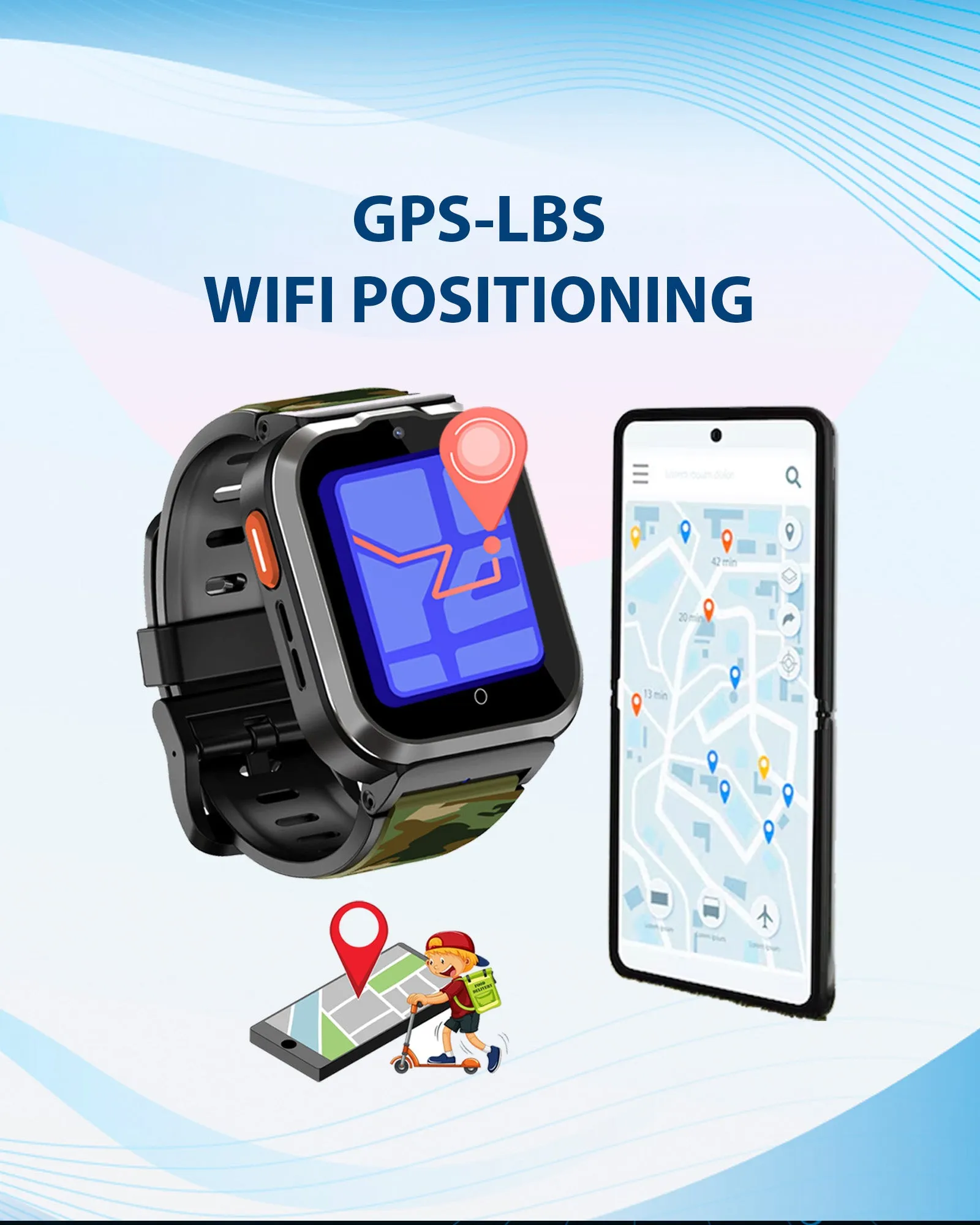 Spiky Cyclops 4g Video & Voice Calling Dewatering Waterproof Kids Smartwatch Printed strap - Camo