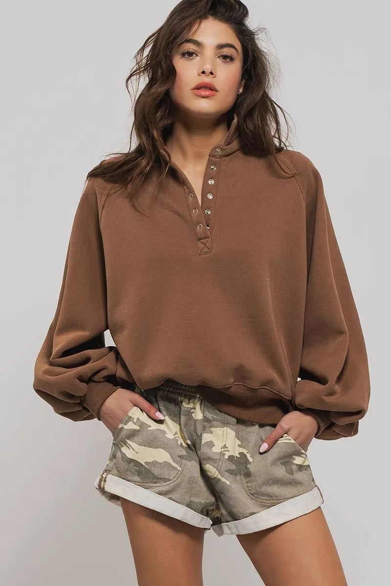Spring Elastic Waist Cuffed Print Shorts