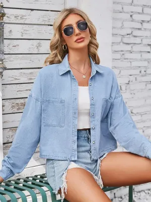 Spring Tie-Waist Denim Shirt