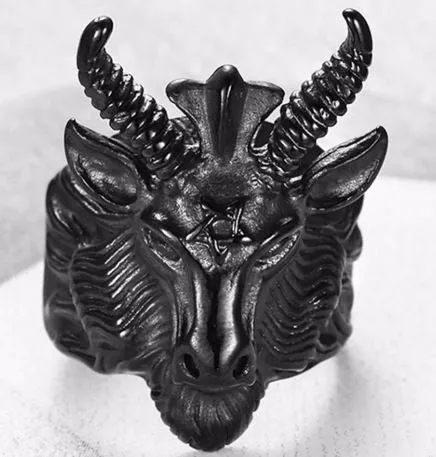 Steel Baphomet Gothic  Ring