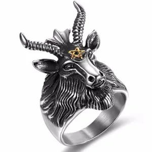 Steel Baphomet Gothic  Ring