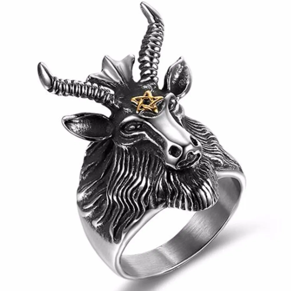 Steel Baphomet Gothic  Ring